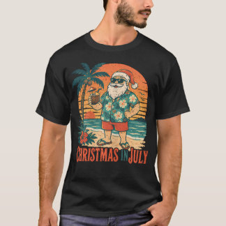 クリスマス・イン・ジュライ レトロ ココナッツ サンタ ハワイアン Tシャツ