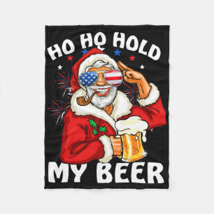 クリスマス イン ジュライ Tシャツ サンタさん ホホホ ビールをどうぞ フリースブランケット