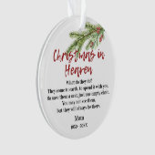 クリスマス イン ヘブン 詩 記念 冬の緑 オーナメント (正面)