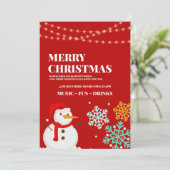 クリスマス・イヴの雪だるまクリスマスパーティーの招待状 招待状 (スタンド正面)