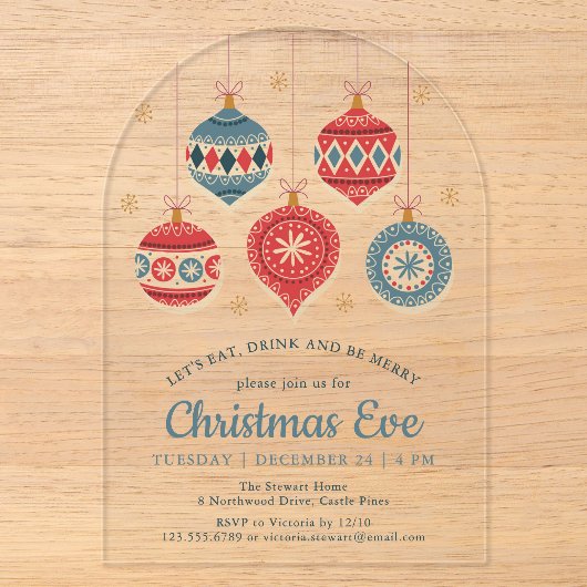 クリスマス・イヴ・ディナー・オーナメント アクリル招待状 (正面)