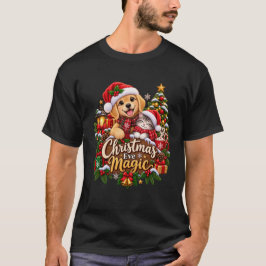 クリスマス・イヴ・マジック – かわいい犬と猫のクリスマス Tシャツ