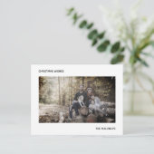 クリスマス・ウィッシュズ・モダンフォト・白黒ストライプ ポストカード (スタンド正面)