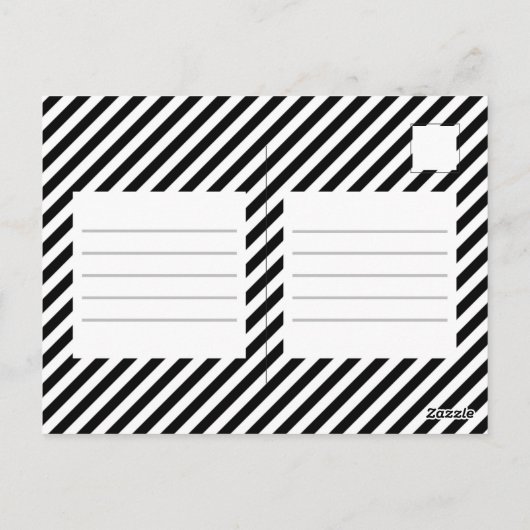 クリスマス・ウィッシュズ・モダンフォト・白黒ストライプ ポストカード (裏面)