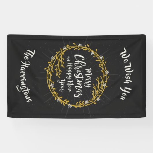 クリスマス·ウィッシュズ·名前をカスタムする旗 横断幕 (横)