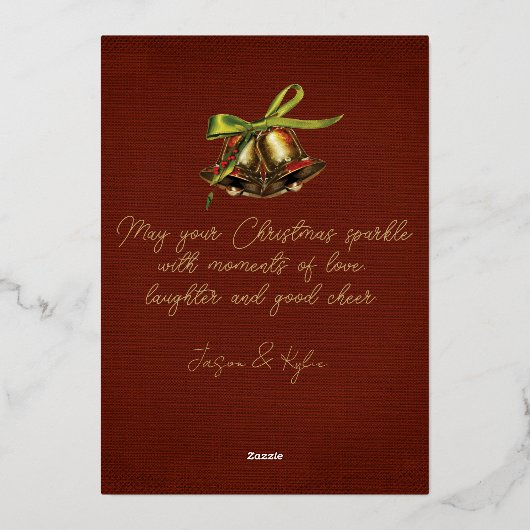 クリスマス ウィッシュ レトロ Xmas カード ゴールド フォイル (裏面)