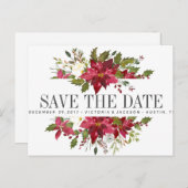 クリスマス・ウィンターウェディングの「Save the Date」お知らせ 案内ポストカード (正面/裏面)