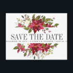 クリスマス・ウィンターウェディング  |  サンタシーズンの結婚式の「Save the Date」お 案内ポストカード<br><div class="desc">当デザインは、繊細に描かれた赤と白の花々（ポインセチアやクリスマスの星など）、イチヤクソウ、イノハカズラ、ワカメウツボと共に、クリスマスやウィンターウェディングコレクションとコーディネートできるように設計されています。 このデザインは、目を引く美しいものとなっています。

モダンでありながら、クラシックでエレガントな「Save the Date」ポストカードが、葉の間に配置され、テンプレートのポストカードが裏面に付いています。すべてのテキストスタイル、色、サイズは、ご要望に合わせて変更することもできます。

感謝祭やクリスマスの時期に、ご自身の結婚式を計画されている方には、最適な選択です。

ご不明な点やカスタムリクエスト（料金はかかりません）は、 citronelladesign@gmail.com までお問い合わせください。または、当ストアをご覧ください。</div>