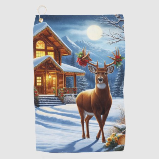 クリスマス/ウィンターディアーロッジ ゴルフタオル (正面)