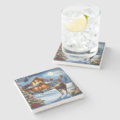 クリスマス/ウィンターディアーロッジ ストーンコースター (横)