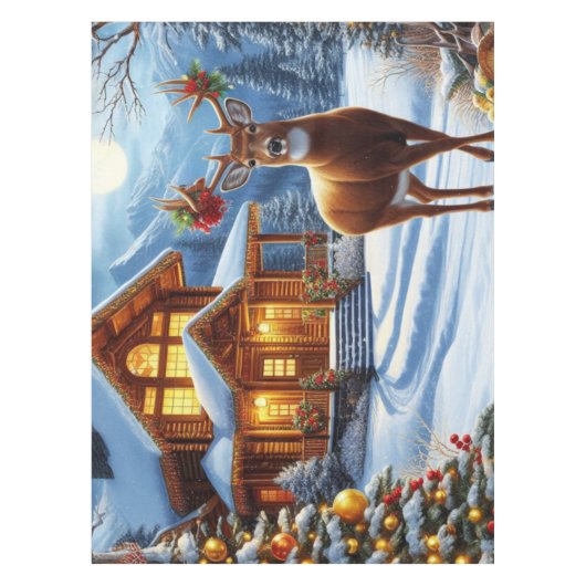 クリスマス/ウィンターディアーロッジ テーブルクロス (正面)