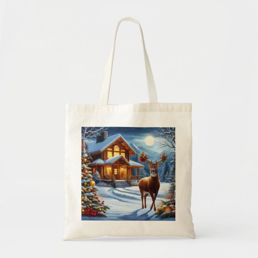 クリスマス/ウィンターディアーロッジ トートバッグ (正面)