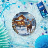 クリスマス/ウィンターディアーロッジ ペーパープレート (パーティー)