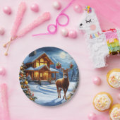 クリスマス/ウィンターディアーロッジ ペーパープレート (パーティー)