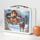 クリスマス/ウィンターディアーロッジ メタルランチボックス (インサイチュ)