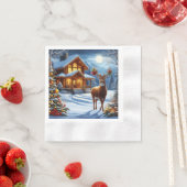クリスマス/ウィンターディアーロッジ 縁ありカクテルナプキン (インサイチュ)