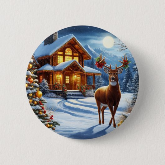 クリスマス/ウィンターディアーロッジ 缶バッジ (正面)