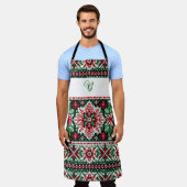 クリスマス/ウィンターフェア赤と緑 エプロン (着用した状態)