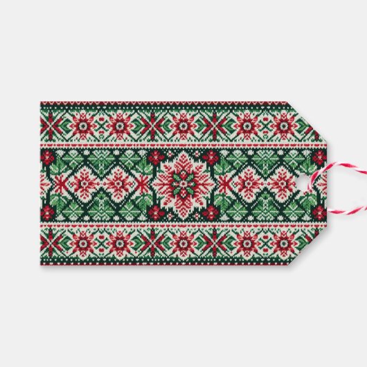 クリスマス/ウィンターフェア赤と緑 ギフトタグ (正面(横))