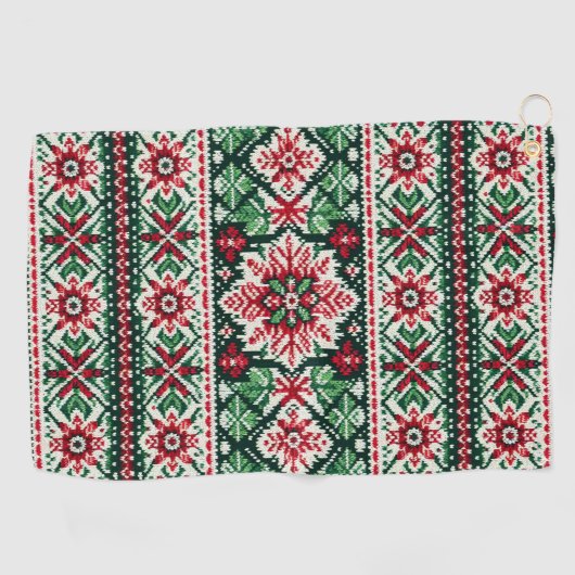 クリスマス/ウィンターフェア赤と緑 ゴルフタオル (横)