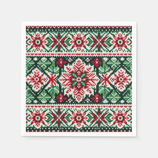 クリスマス/ウィンターフェア赤と緑 スタンダードカクテルナプキン (正面)