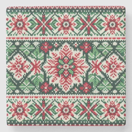 クリスマス/ウィンターフェア赤と緑 ストーンコースター (正面)