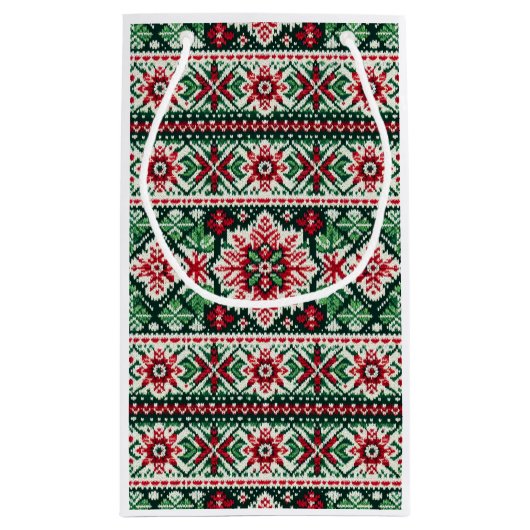 クリスマス/ウィンターフェア赤と緑 スモールペーパーバッグ (裏面)