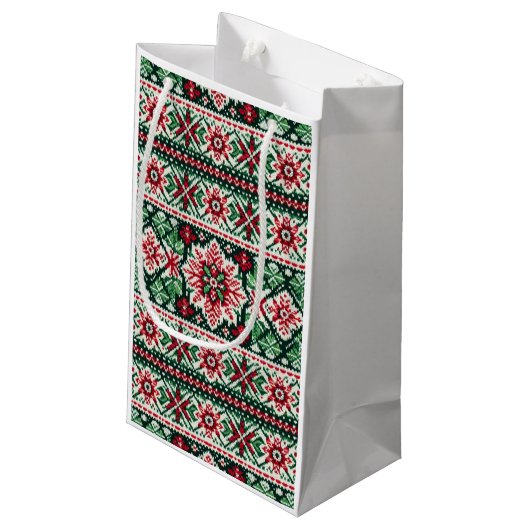 クリスマス/ウィンターフェア赤と緑 スモールペーパーバッグ (裏面アングル)