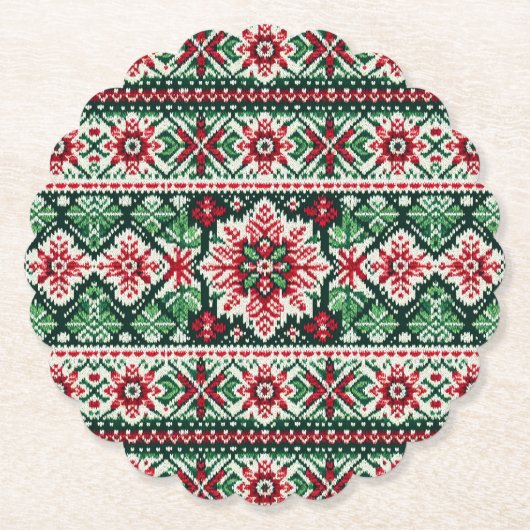 クリスマス/ウィンターフェア赤と緑 ペーパーコースター (正面)