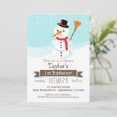 クリスマス・ウィンター雪だるま・キッズバースデーパーティー 招待状 (スタンド正面)