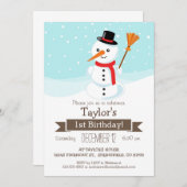 クリスマス・ウィンター雪だるま・キッズバースデーパーティー 招待状 (正面/裏面)