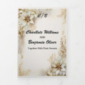 クリスマス ウィンター アイボリー ベージュ ミニマル オーダーメイド 三つ折り招待状 (カバー)