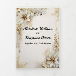 クリスマス ウィンター アイボリー ベージュ ミニマル オーダーメイド 三つ折り招待状