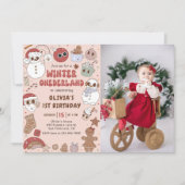 クリスマス・ウィンター・オネダーランド1st誕生日の写真 招待状 (正面)