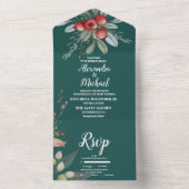 クリスマス　ウィンター　グリーン　ウェディング オールインワン招待状 (内側)