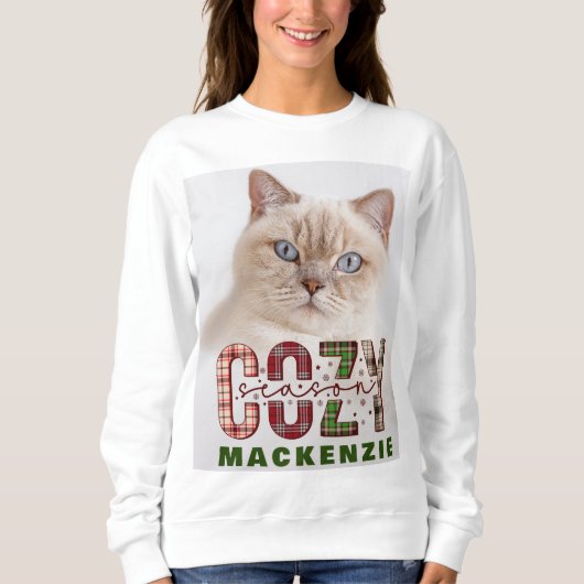 クリスマス・ウィンター・コジカスタムー・シーズンの写真と名前 スウェットシャツ (正面)