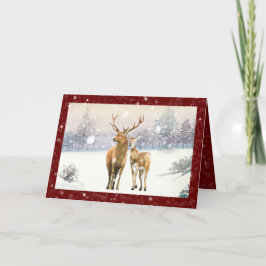 クリスマス·ウィンター·シーン·シカ·スノー·自然·クリスマス シーズンカード