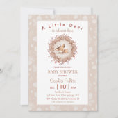 クリスマス ウィンター ニュートラル ベージュ ベビーシャワー 鹿 招待状 (正面)