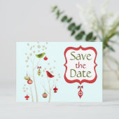 クリスマス ウィンター バーズ ウェディング セーブ ザ デート 招待状 (スタンド正面)