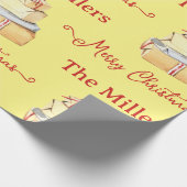 クリスマス ウィンター ファミリー イエロー ギフト ラッピングペーパー (角)