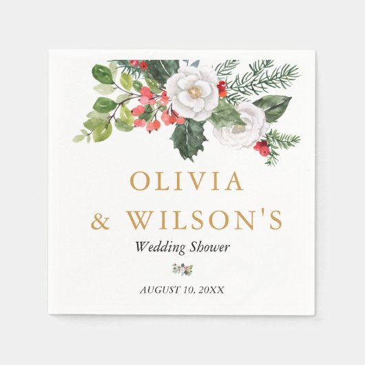 クリスマス ウィンター ブライダル シャワー スタンダードカクテルナプキン (正面)