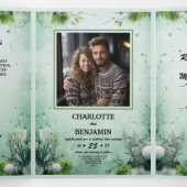 クリスマス ウィンター ライムグリーン ミニマル カスタマイズ 三つ折り招待状 (内部中)