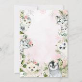 クリスマス ウィンター ワンダーランド 氷の動物 花柄 招待状 (裏面)