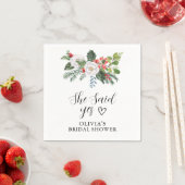 クリスマス ウィンター 彼女はイエスと言った ブライダルシャワー スタンダードカクテルナプキン (インサイチュ)