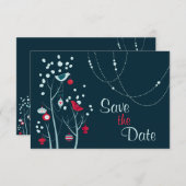 クリスマス ウィンター 鳥 ウェディング セーブ・ザ・デート 招待状 (正面/裏面)