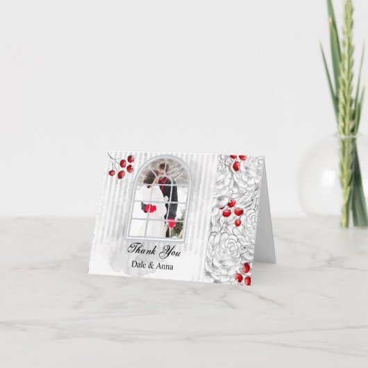 クリスマス ウインター ウェディング フォト サンクス サンキューカード (正面)
