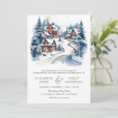 クリスマス ウインター ヴィレッジ QR コード ウェディング 招待状 (スタンド正面)