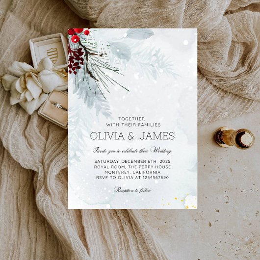 クリスマス ウェディングパーティー - 冬の結婚式  招待状