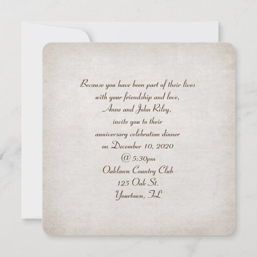 クリスマス ウェディング アニバーサリー ディナー パーティー 招待状 (裏面)