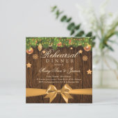 クリスマス・ウェディング・リハーサル・ディナー・ゴールド・デコ 招待状 (スタンド正面)